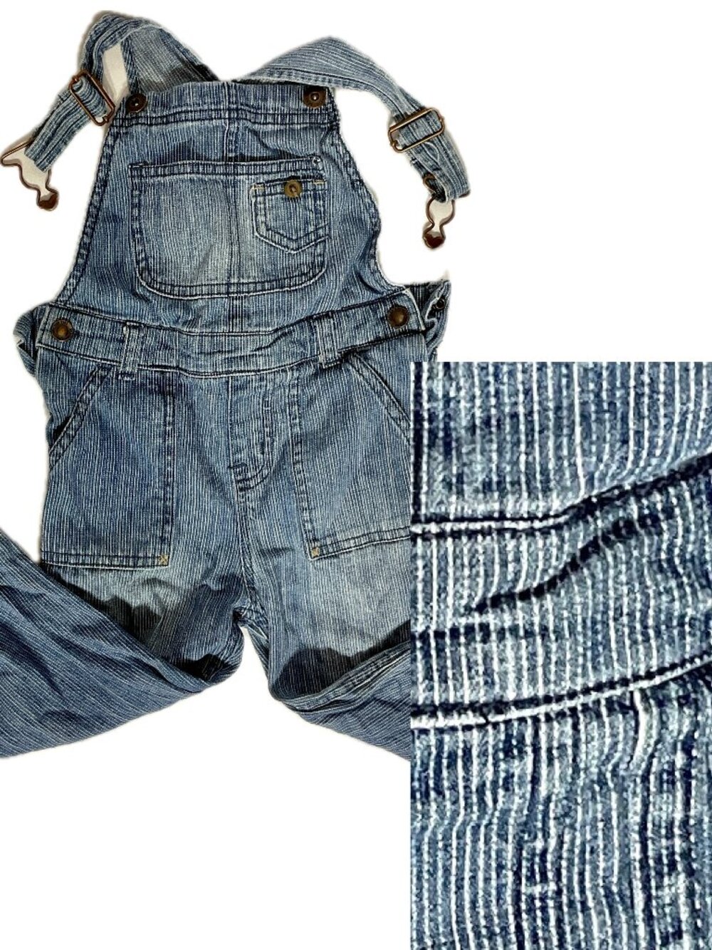 OshKosh B'Gosh 2T Striped Jean Overalls Denim Toddler Kids